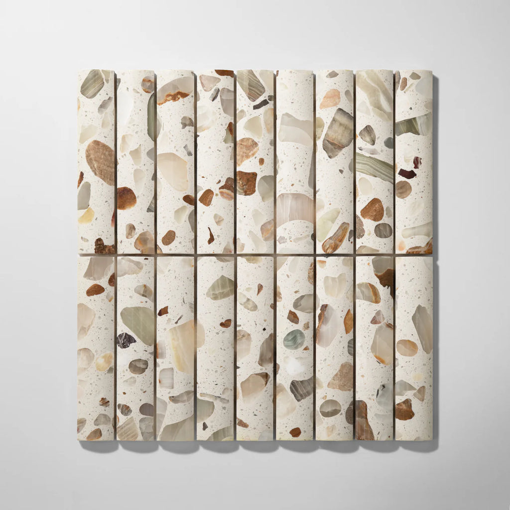 Bamboo Oyster Terrazzo Honed Mosaic Tile