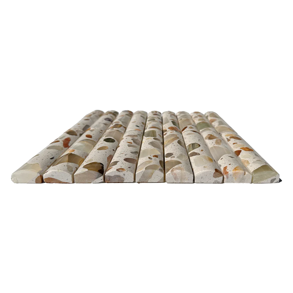 Bamboo Oyster Terrazzo Honed Mosaic Tile