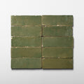Handmade Moroccan Zellige 2x6 Olive Drab Green Bejmat Terracotta Tile