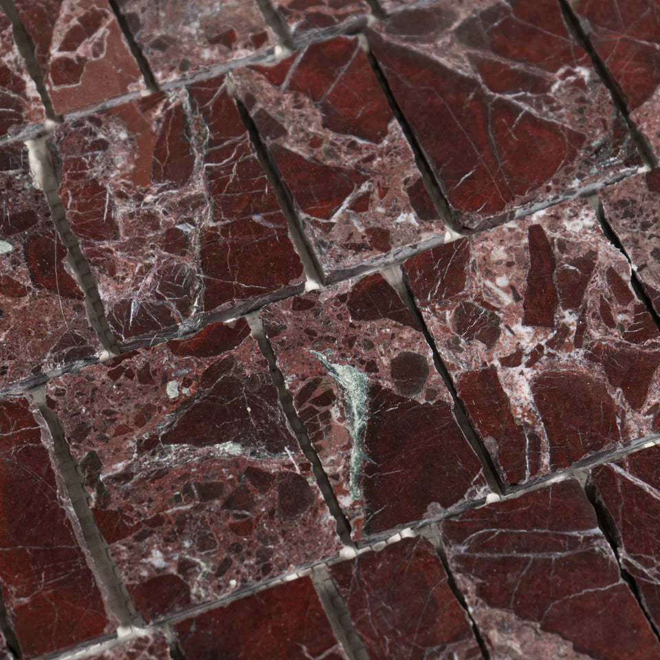 Piano Rosso Levanto Marble Polished Mosaic Tile