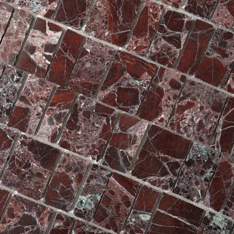 Piano Rosso Levanto Marble Polished Mosaic Tile